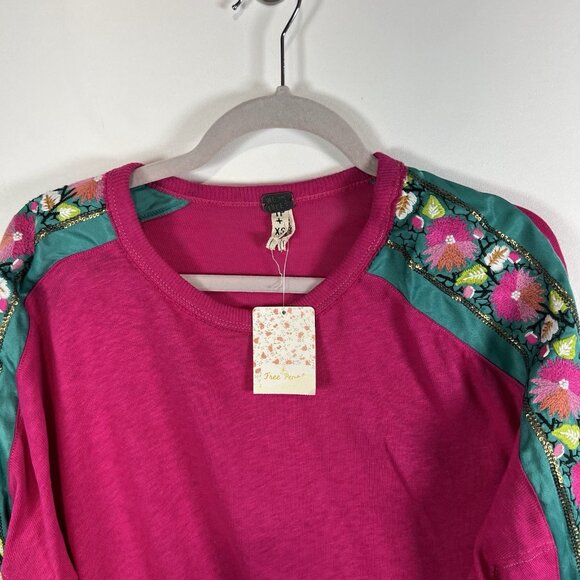 We The Free Wallflower Pullover Sweater Pink Size XS NWT Boho Embroidered Color - Picture 3 of 7